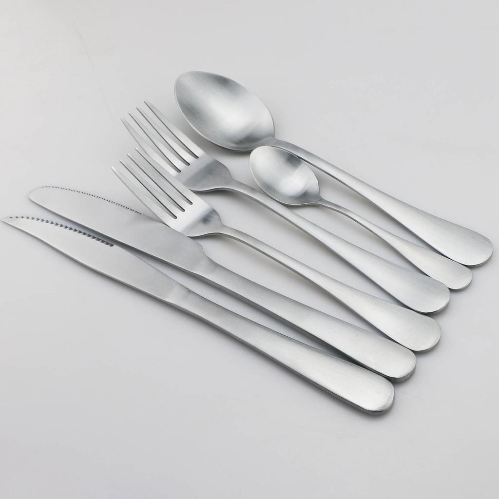 6ks/sada Západní příbor Sada nádobí Stříbrné příbory z nerezové oceli Nádobí Jídelní nůž Vidlička Naběračka Sada nádobí