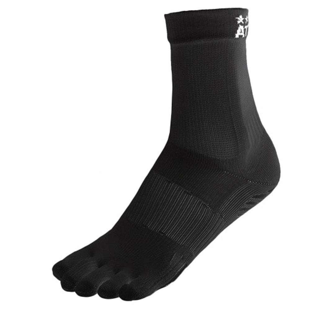 ATHLETA Grip Medium Black Five-Toe Socks, (24-26cm),
