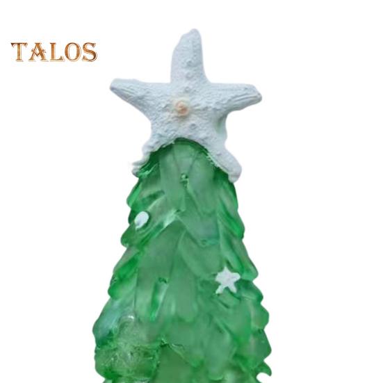12/15/20 cm Seaglass juletredekorasjon blågrønt havglass sjøstjerneskall Hav-tema juletrefigur ferieharpiks tre skrivebordspynt