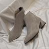 Fashionable versatile Women's Casual Shoes Ankle Boots Women new Autumn Pointed Toe Zipper Chunky Low Heel Short Boots