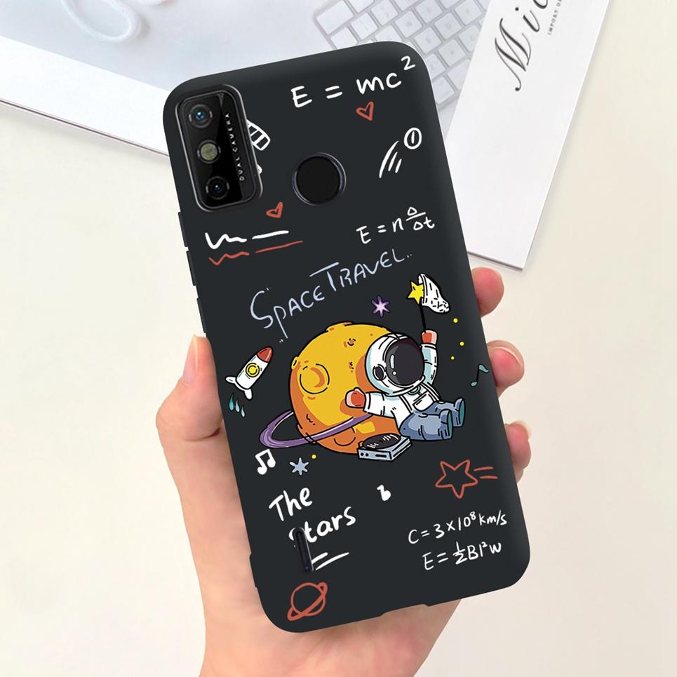 For Tecno Spark 6 Go Case KE5j KE5k Cute Astronaut Cat Night View Cover Liquid Silicone Phone Cases For Spark 6GO Bumper Fundas