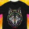 90S Wolf T Shirt Face Colorful Pastel Spirit Proud Exotic GifT Vintage Washed Casual Comfortable Versatile Slightly Homme Soft
