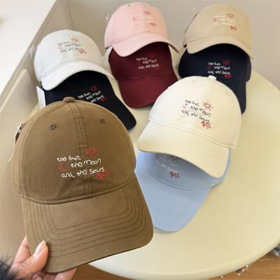 Letter Embroidered Baseball Cap Children's Spring Big Head Circumference Versatile Cap Wide Brim Sun Hat Shows Small Face