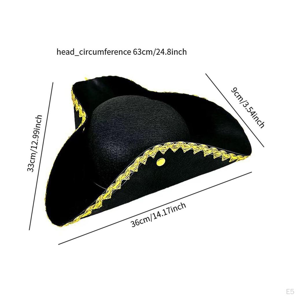 Pirate Cap Buccaneer Tricorn Hat for Masquerade Theme Party Carnival Festival