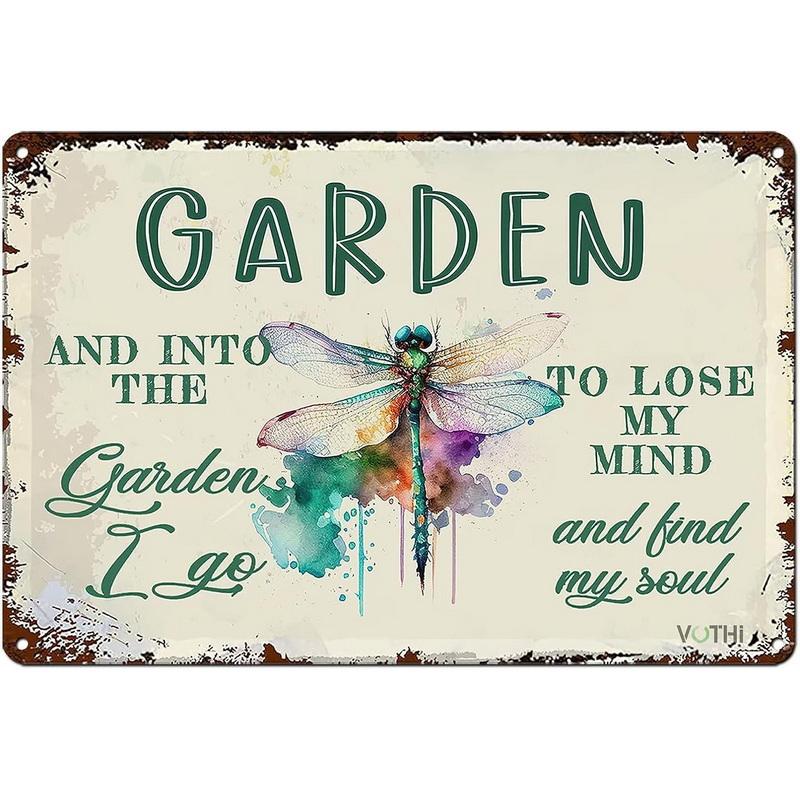 Garden Tin Signs Outdoor Decor, Flowers Garden Metal Plaque for Women Mom Grandma, Potting Shed, Housewarming Gifts for Family