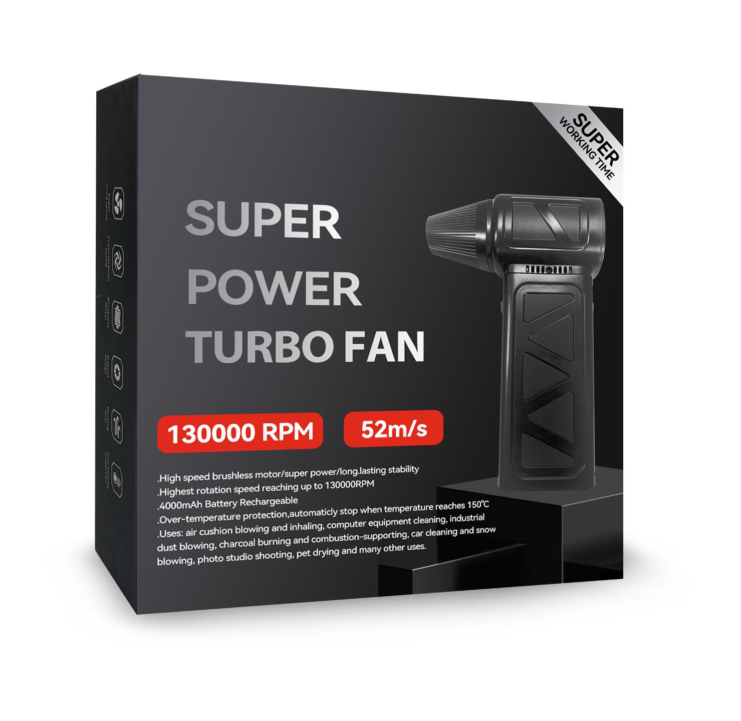 High-Power Brushless Turbine Fan with 130,000 RPM for Efficient Dust Removal. 157 x 97 x 52 mm чёрный
