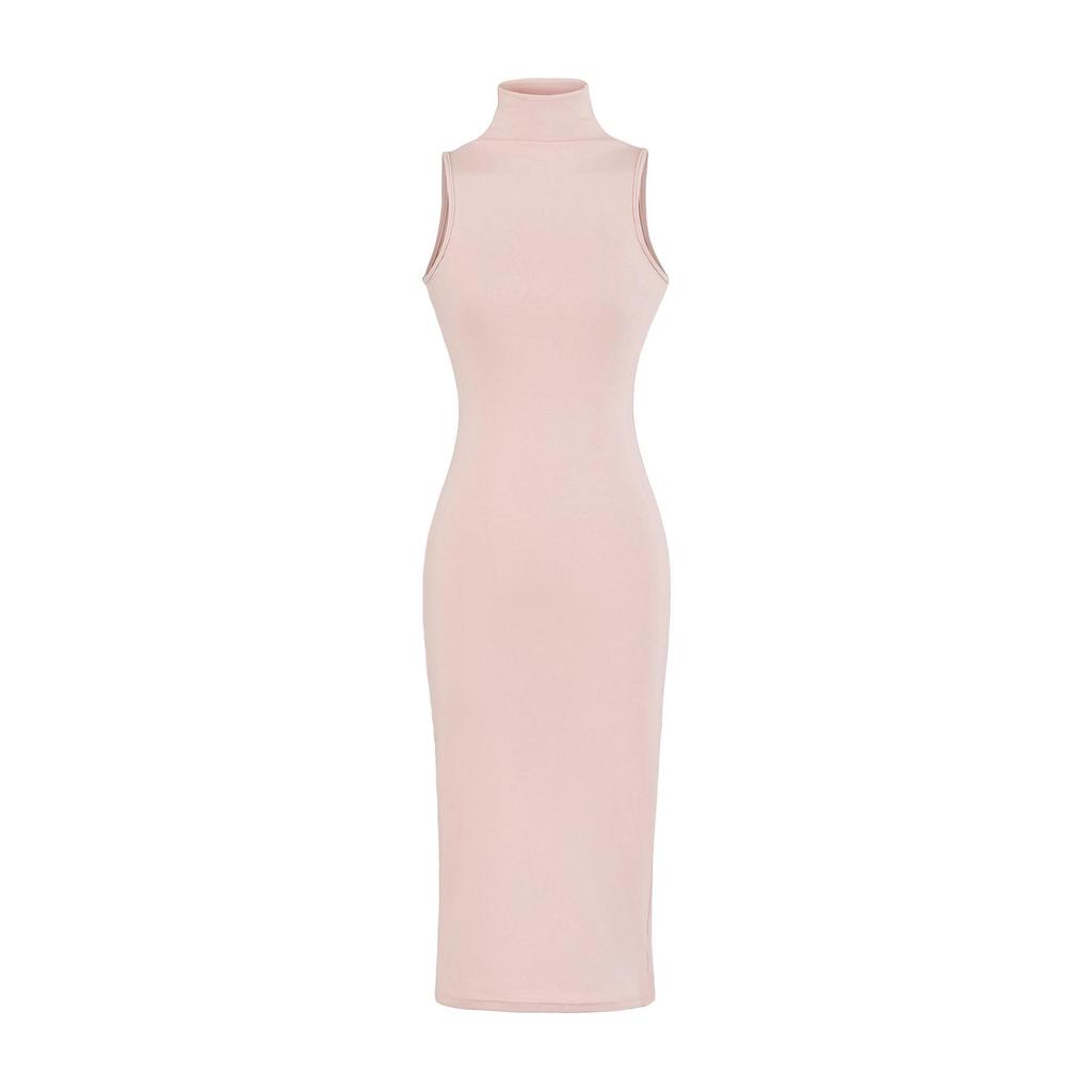 Elegant European & American French High Neck Sleeveless Dress - Waist-Cinching Tight Base Layer, Hip-Hugging Long Design for Spring/Summer