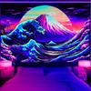 Japanese Wave and Mount Fuji Wall Tapestry Red Sun and Traditional Temple Design Boho Home Decor Art Print Room Decoration