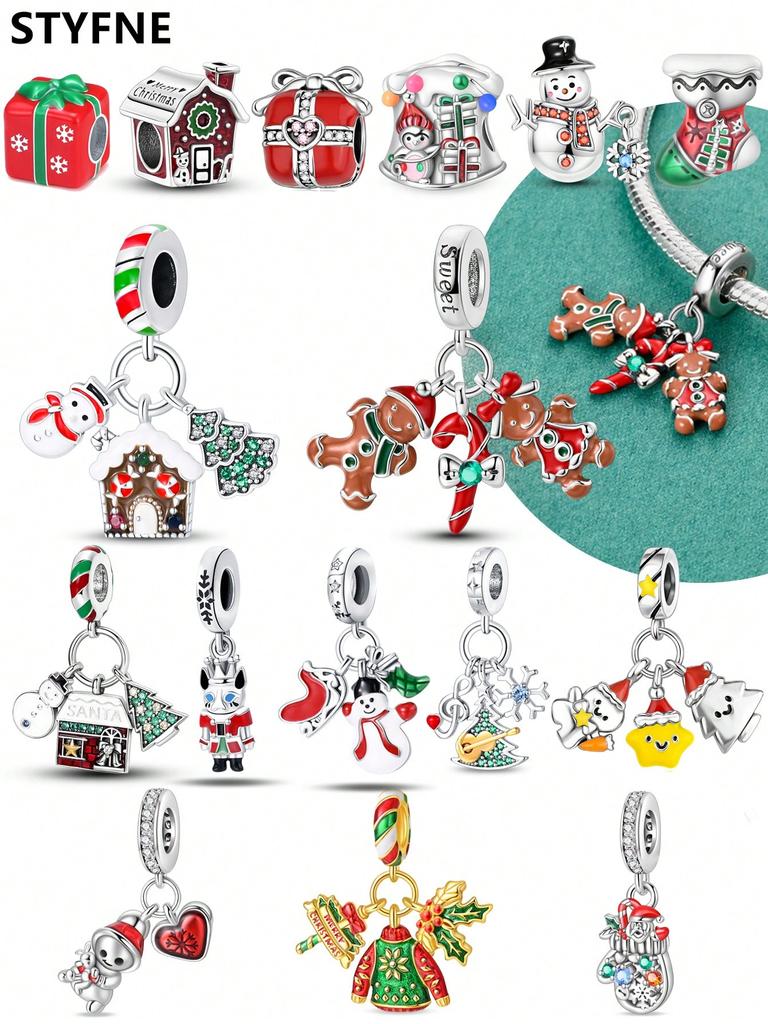 Charms Plata Copper Colors Christmas Gift Snowman Beads Charm Pendant For Original Bracelet For Women Diy Jewelry Love Gift