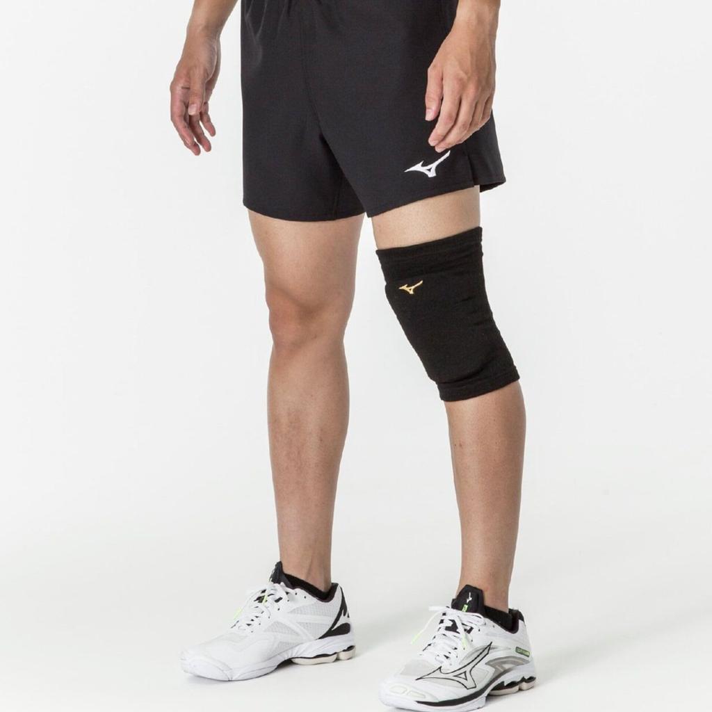 Mizuno Volleyball Knee Supporter (with Pad, Unisex) V2MYA002 Black X Gold 1 Piece