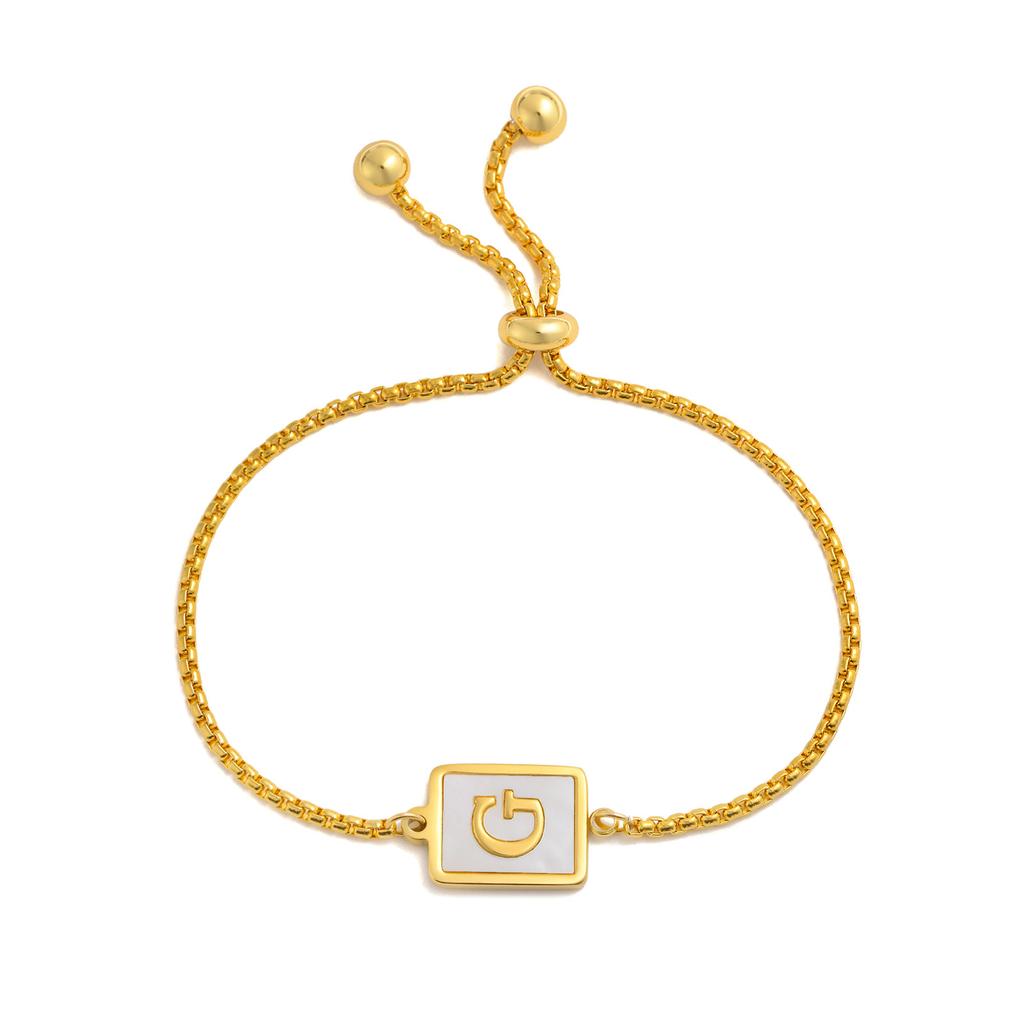 Bracelets Stainless Steel English Alphabet Square Shell Gold Bracelet Ladies Adjustable