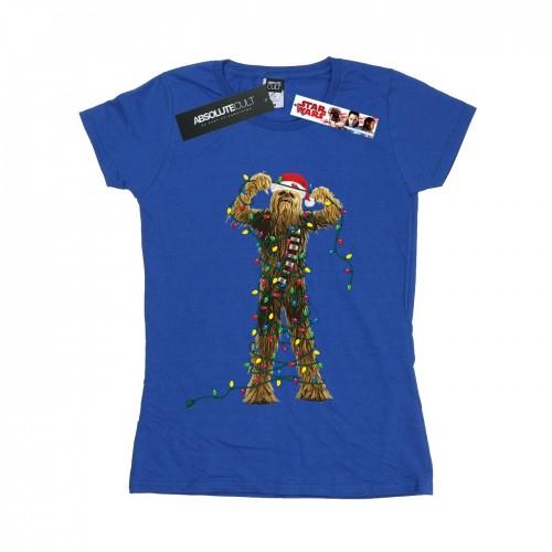 STAR WARS Womens/Ladies Chewbacca Christmas Lights Cotton T-Shirt