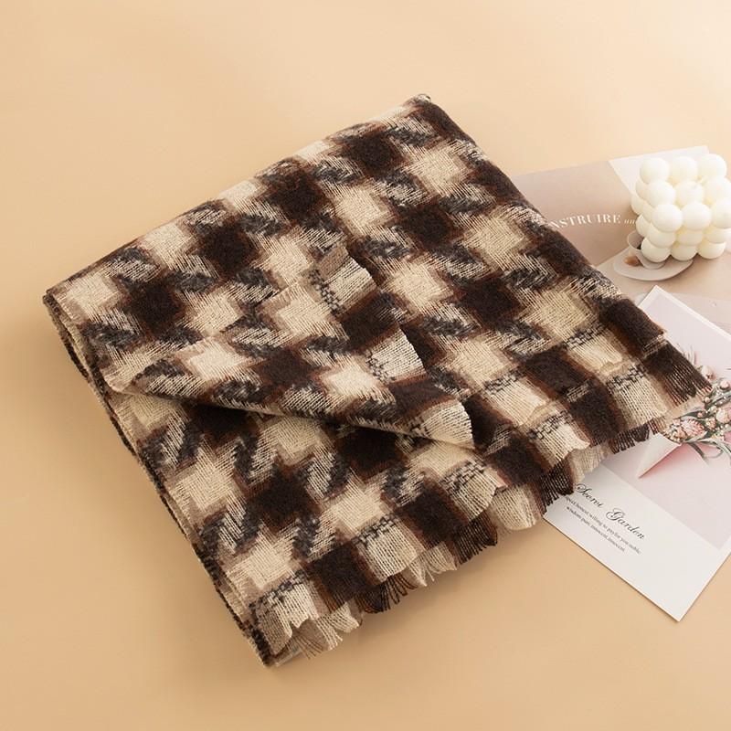 Womens Houndstooth Scarf Daily Commute Warm Neck Wrap Lightweight Shawl Fashion Accessory
