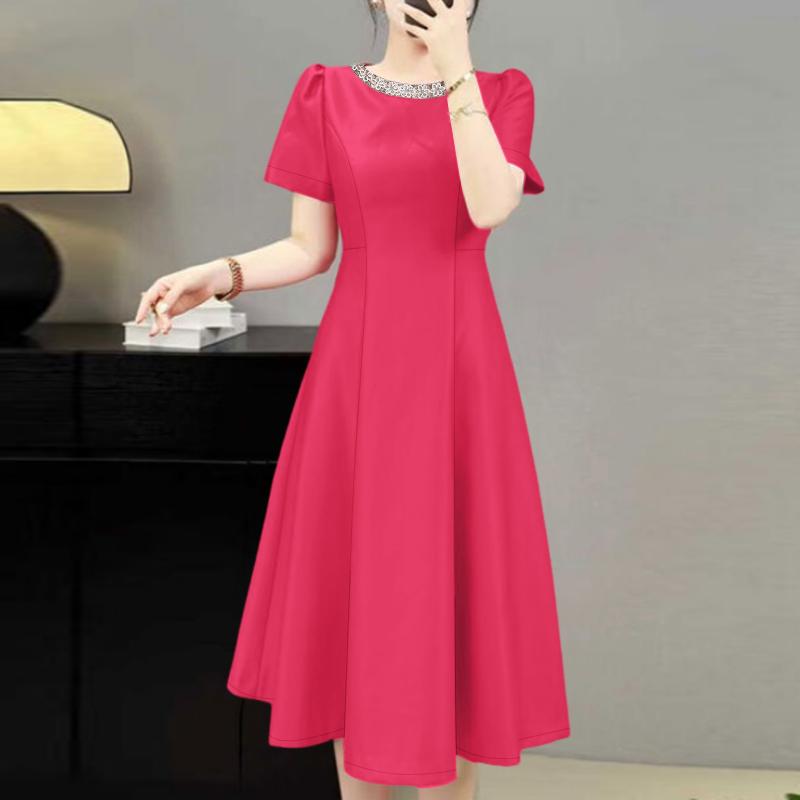 ZANZEA Women Casual Round Neck Short Sleeve Summer Dress