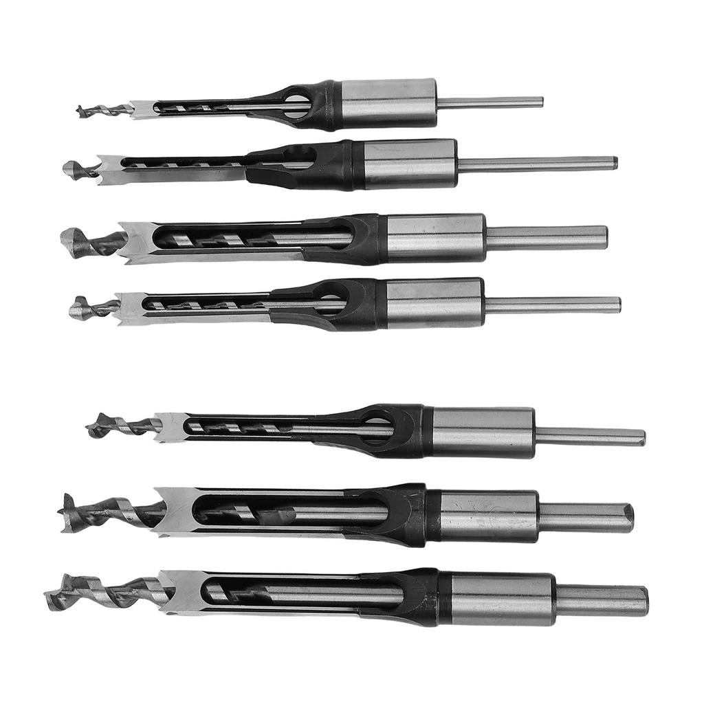 7PCS Square Hole Mortising Drill Bits Woodworking Square Hole Saw Bit Set 1 4 5 16 3 8 7 16 1 2 9 16 5 8 Inch