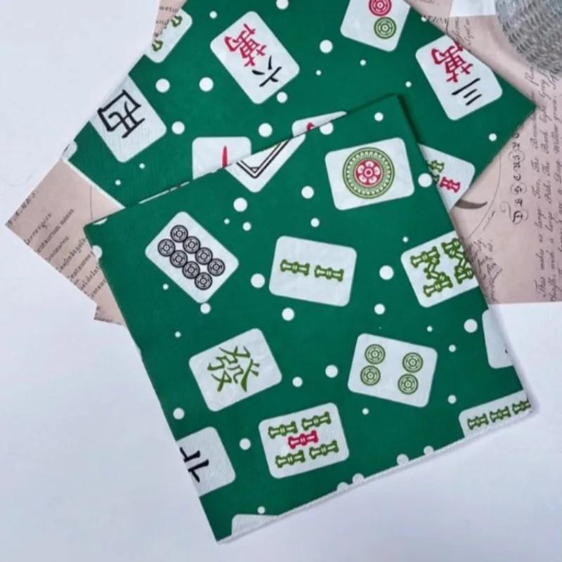 20pcs/Pac 33*33cm 2-Ply Disposable Party Napkin Chinese Mahjong Pattern