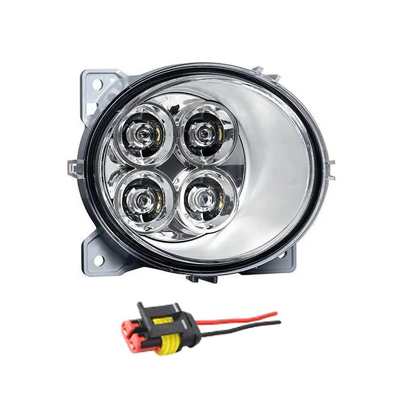 

Левый и правый светодиодный противотуманный фонарь 24 В, передний светодиодный противотуманный фонарь DRL, подходит для Scania G440 G450 P380 P410 R450 R620 с разъемом и проводами