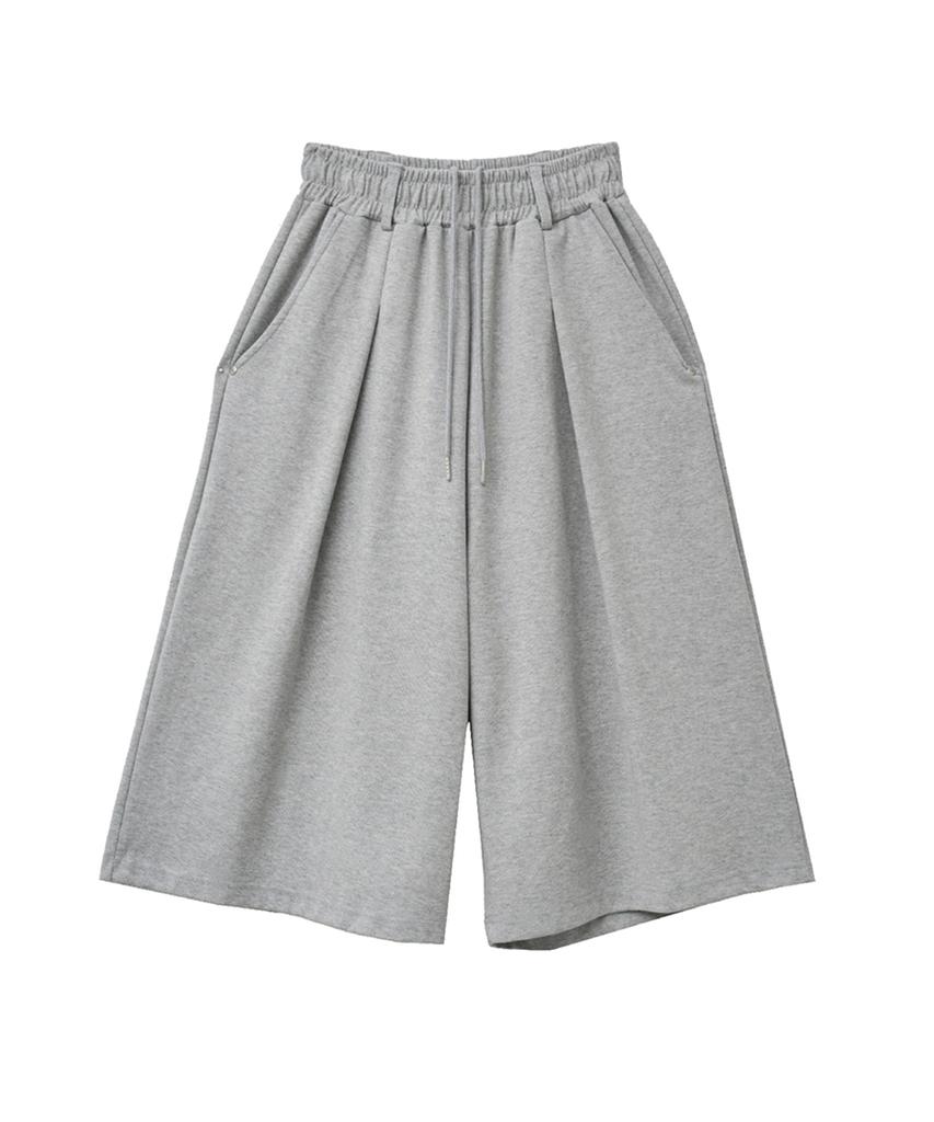 Lense One-Tuck Wide Bermuda Pants Melange Gray