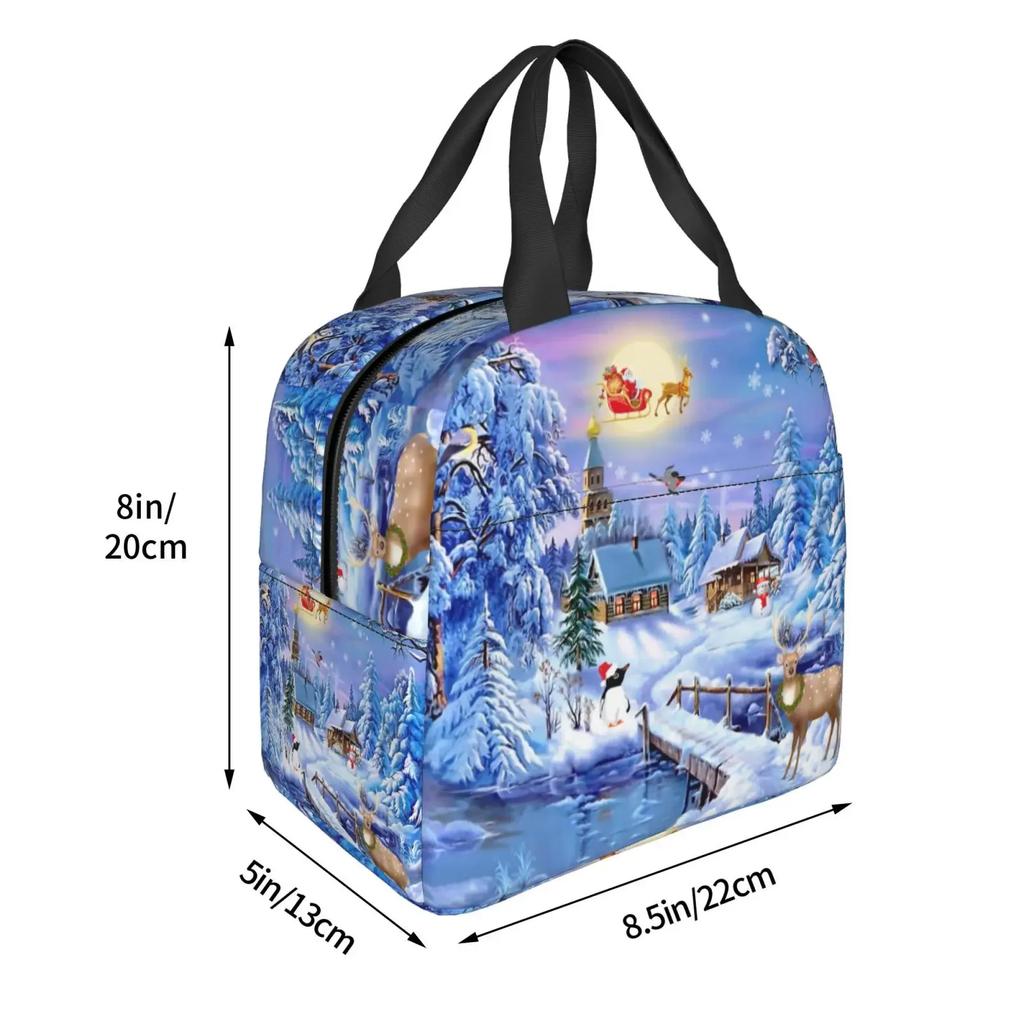 Christmas Snow Cartoon Gift Deer Insulated Lunch Bags Cartoon Resuable Thermal Cooler Food Lunch Box Kids School Children