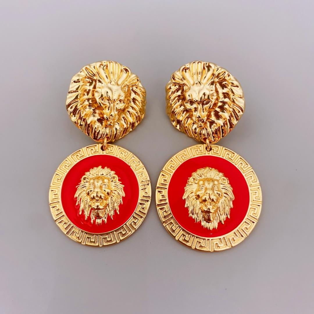 

Серьги с преувеличенной текстурой в виде головы льва, модные простые трендовые серьги с эмалью для женщин, ювелирные изделия