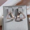 Kinel Vintage Geometric Rose Gold Color Clip Earrings For Women Natural Zircon Trendy Jewelry