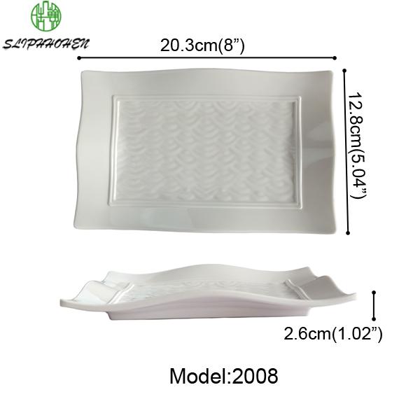 

8/11/12 Inch White Rectangle Dinner Plate Main Dish Large Plates For Western Food A5 Melamine Imitation Porcelain Tableware
