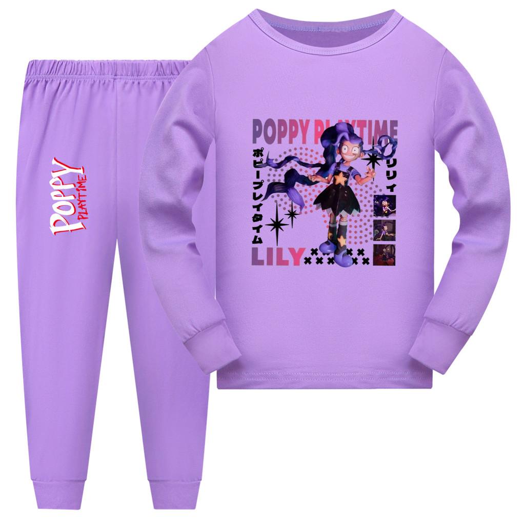 

5627 Breathable Cute Kids Girls Lily Lovebraids Sleepwear Pajamas T-shirt Pants Clothes Sets 110cm фиолетовый