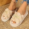 Fashion Litfun Fluffy Women's Slippers Concise Flat Home Slides Open Toe Fuzzy Cotton Slides Plush Lining Warm Cozy Slippers For Women
