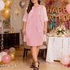 Women Dress Round Neck Half Sleeve Glitter Shawl Design Plus Size Dress Loose Hem Slimming Casual Dress Office Party Wear