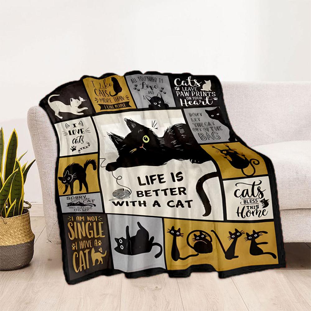 Cats In A Garden Flannel Blanket,Lightweight,Office Blanket,Sofa Blanket,Comfortable Blanket