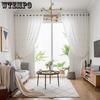 WTEMPO 2PCS Semi Shading Window Screen Living Room Bedroom Balcony Finished Curtains Cheap Sun Protection Thickened White Gauze Curtains