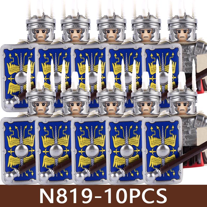 Medeltida Slottssoldat Figurer Byggklossar Militär Armé Riddare Romersk Krigare Infanteri Milis Orcher Tillbehör Klossar Leksaker