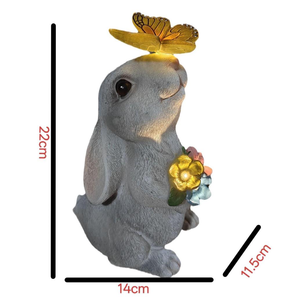 Solar Rabbit Statue: Creative Cartoon Garden Ornament for Courtyard Landscaping