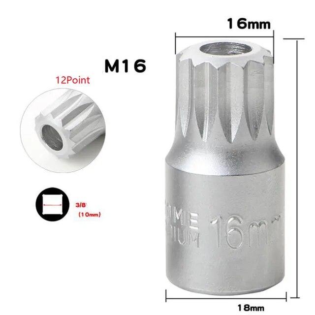 M16 H17 S8 S10 Oil Sump Drain Plug Socket Wrench 3/8'' Drive Auto Repairing Transmission Gearbox Screw Wrench Car Repair Tool
