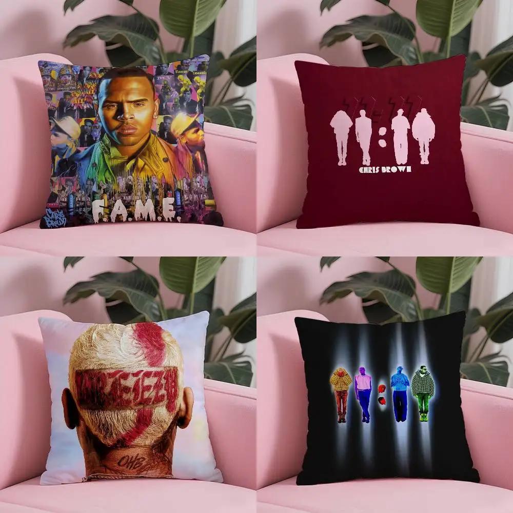 Hot New Chris Brown Rapper Pillow Case Safe Custom Photo Pillow, Anti-fade Brushed Fleece Cushion, Maternal & Infant Safe.