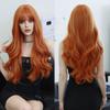 Professional  Synthetic Body Wavy Light Blue Hair Wig with Bangs for Women Daily Party High Density Middle Length Highlight Purple Wigs