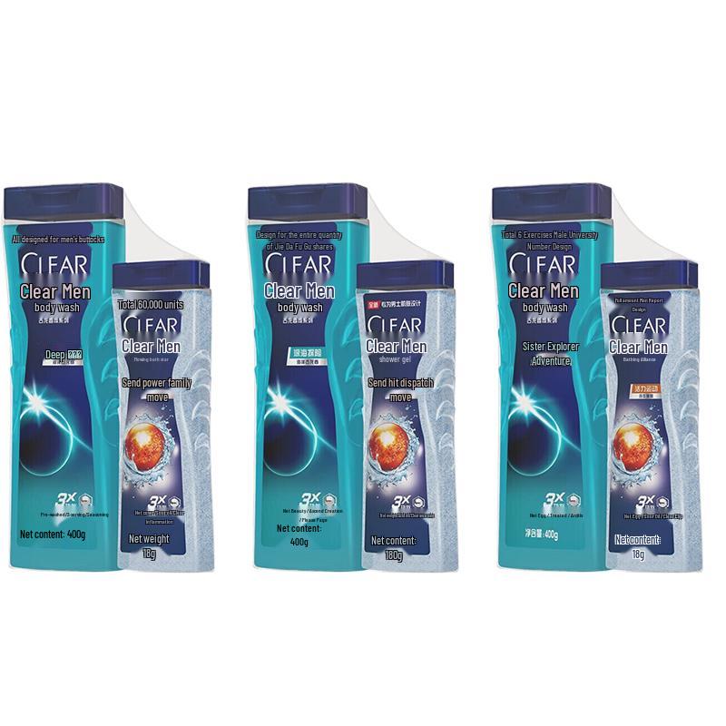 Гель для душа с ароматом Clear Men Cologne Глубокое море + Бодрость Тройная упаковка