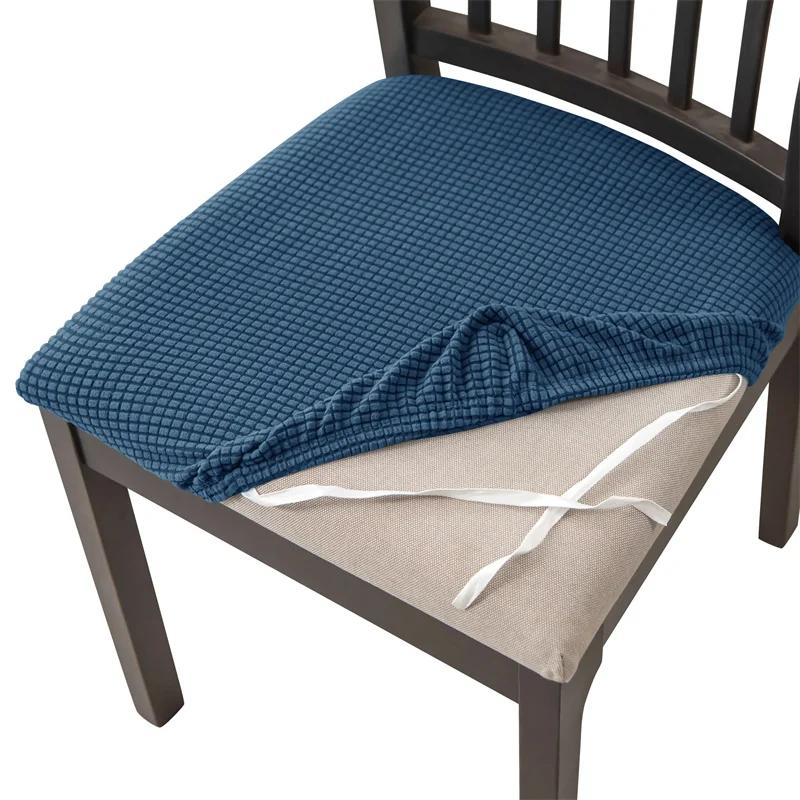4 STUKS Polar Fleece Stoelhoezen Antislip Effen Kleur Zitkussenhoes Anti-Vuil Huisdieren Kind Stoelhoes Keuken Meubelbeschermer 4PCS