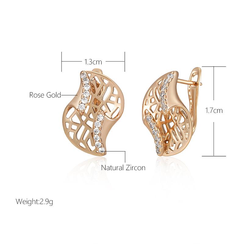 Kinel weiße natürliche Zirkon-Waben-Tropfenohrringe für Frauen, roségoldene Farbe, Luxus-Design, Schmuck, Partygeschenke