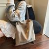 2025 new letter embroidery student large-capacity versatile shoulder bag women's commuter tote bag canvas leisure bag