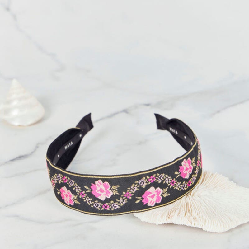 MAIA Pearl Flower Jacquard Hairband A - Minja-type Pink