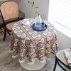 Round Tablecloth with Vintage Floral Embossed Design, Machine-Woven Decorative Table Cover for Home, Picnic, Camping, Wedding, Birthday Party, Dining