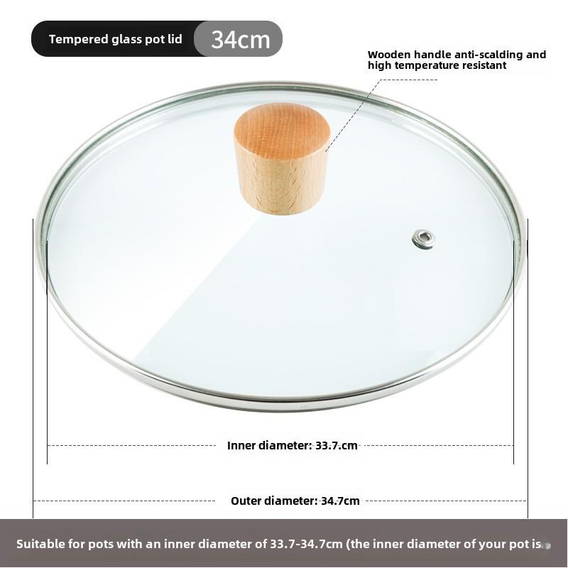 Universal Tempered Glass Pot Lid, Transparent, Heat Resistant, Fits 14-34cm Cookware