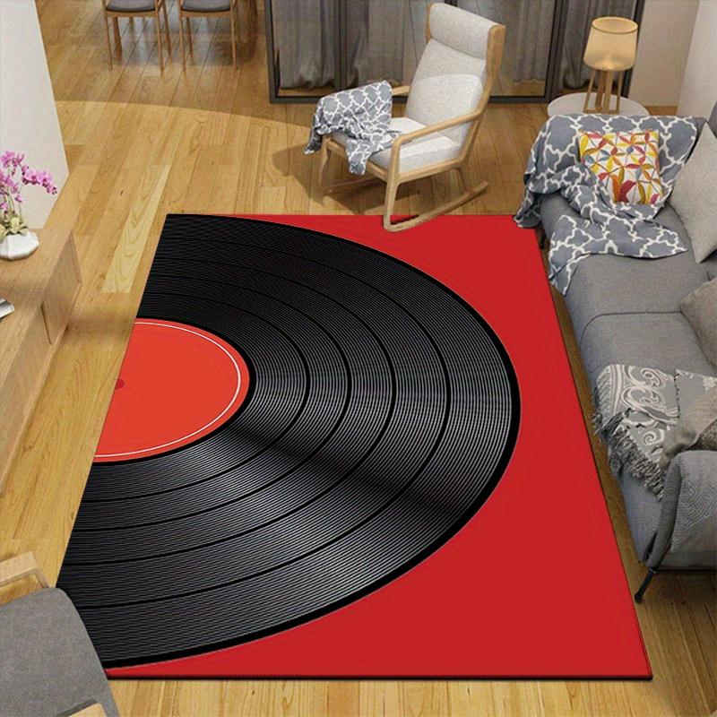 1pc Nice black vinyl Pattern Area Rug, Anti slip Non Shedding Stain Resistant Carpet