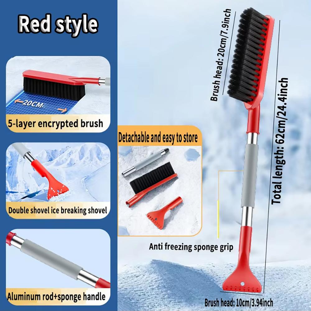2-in-1 Brush Scrape Dual Purpose Garden Car Detachable Snow Shovel Windshield Window Cleaning & Scraping Tool Winter De-Icing Broom Accessories