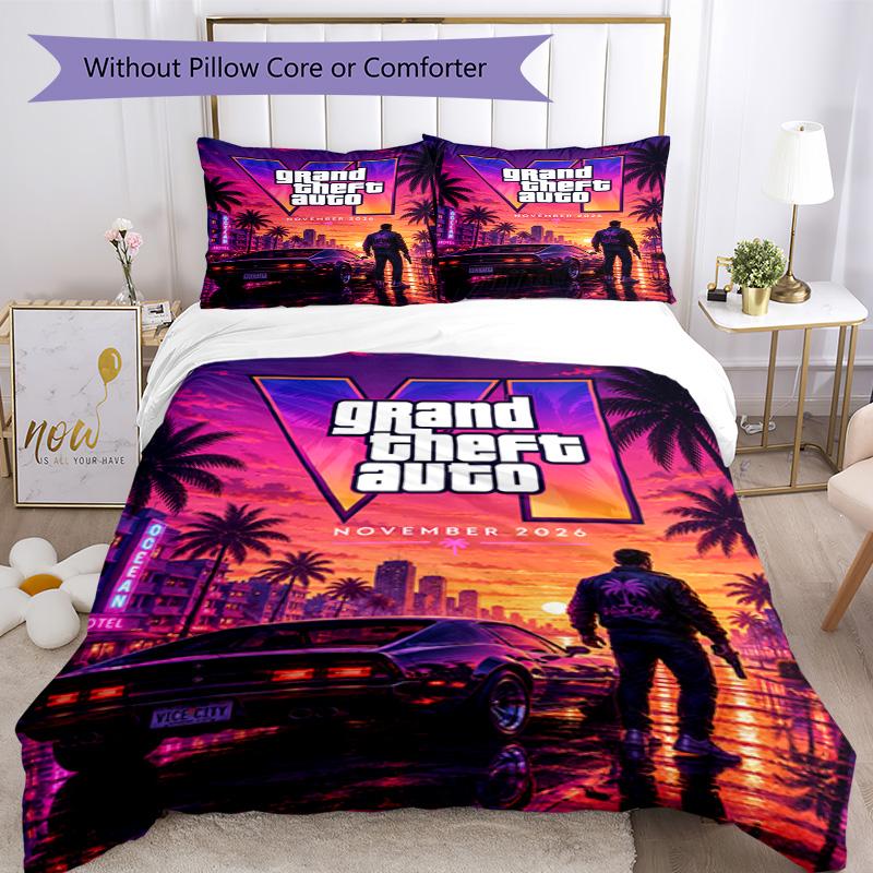 Ensemble de housse de couette Grand Theft Auto Parfait pour les chambres Lavable en machine Cadeau parfait pour les amis la famille