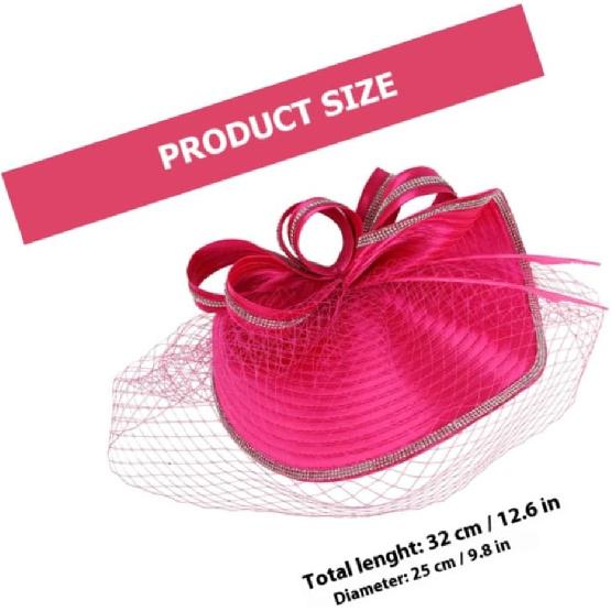VALICLUD Women’s Elegant Cocktail Tea Party Fascinator Hat Headband in Rose Red, Lightweight Mesh Material, Wedding and Special Occasion Accessory