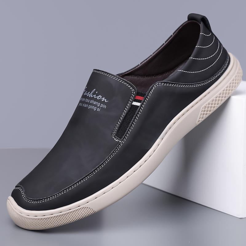 Men Leather Shoes Breathable Business Summer Slip On Loafers Man Casual Black Flats Driving Walking Shoes Moccasins