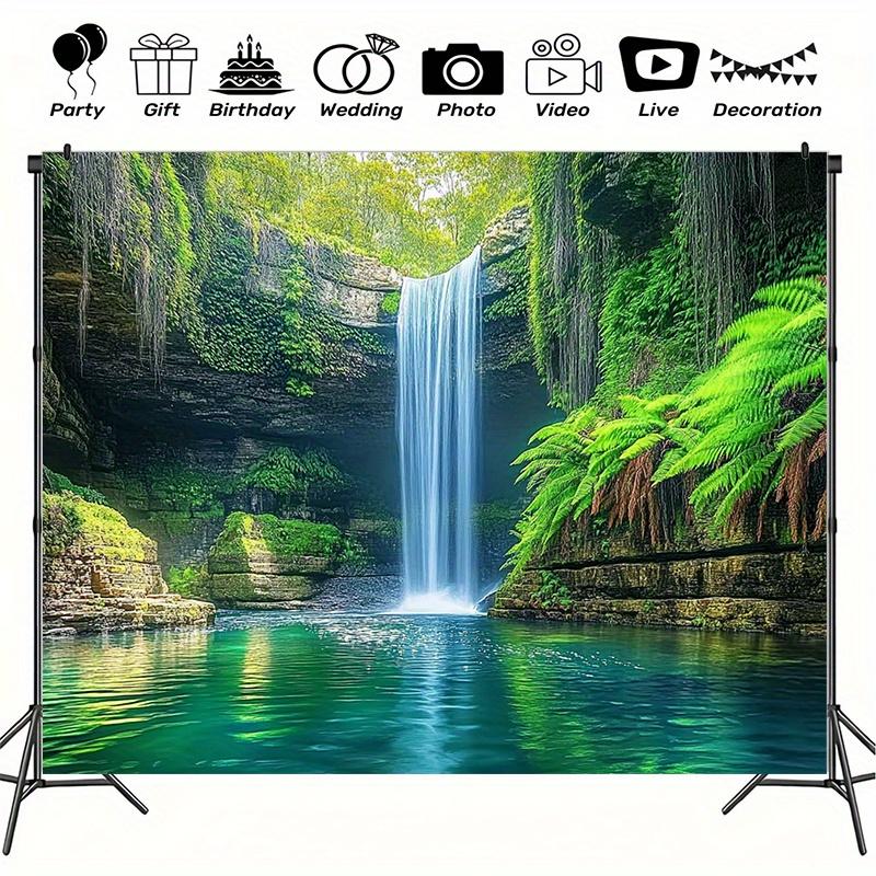 Waterfall Landscape Background Polyester Fabric Photography Background and Party Banners - Outdoor and Indoor Party Banners