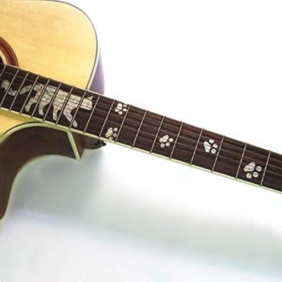 XP Design Guitar Bass Ukulele Cat Paw Inlay Sticker Fingerboard Musical Instrument Reflective Sticker Cat Paw (Silver Design)